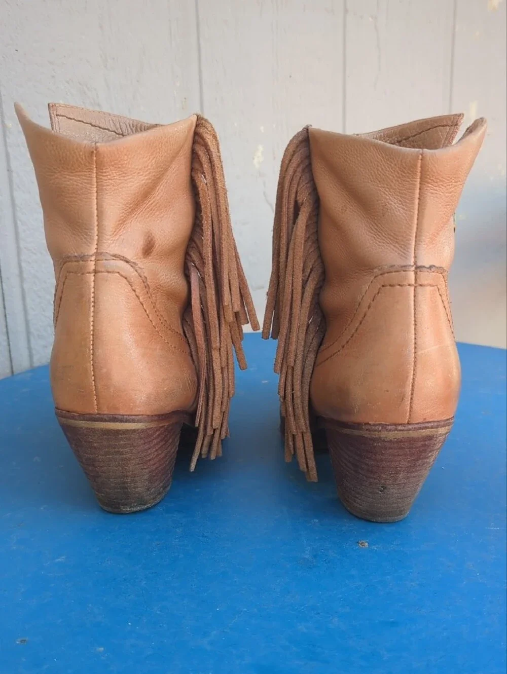 Sam Edelman Women’s Tan Leather Fringe Ankle Boots